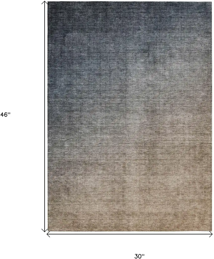 3' X 4' Taupe and Gray Ombre Washable Non Skid Indoor Outdoor Area Rug Photo 3