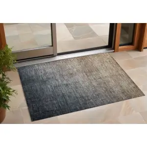 Photo of 3' X 5' Taupe and Gray Ombre Washable Non Skid Indoor Outdoor Area Rug