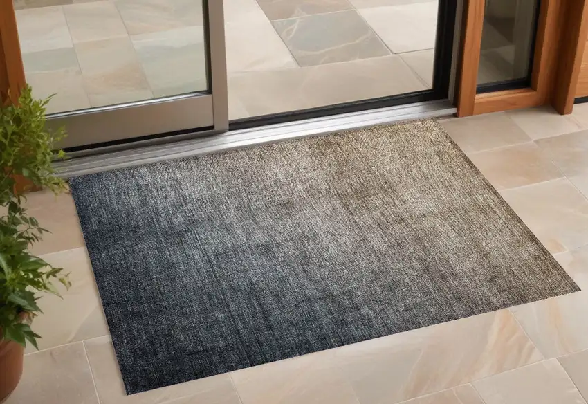 3' X 5' Taupe and Gray Ombre Washable Non Skid Indoor Outdoor Area Rug Photo 1