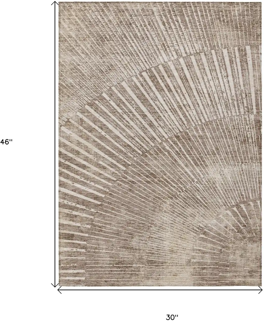 3' X 4' Taupe and Ivory Abstract Washable Non Skid Indoor Outdoor Area Rug Photo 3