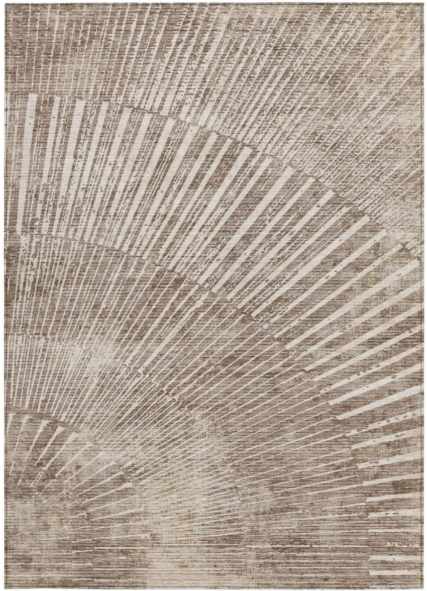 3' X 4' Taupe and Ivory Abstract Washable Non Skid Indoor Outdoor Area Rug Photo 5