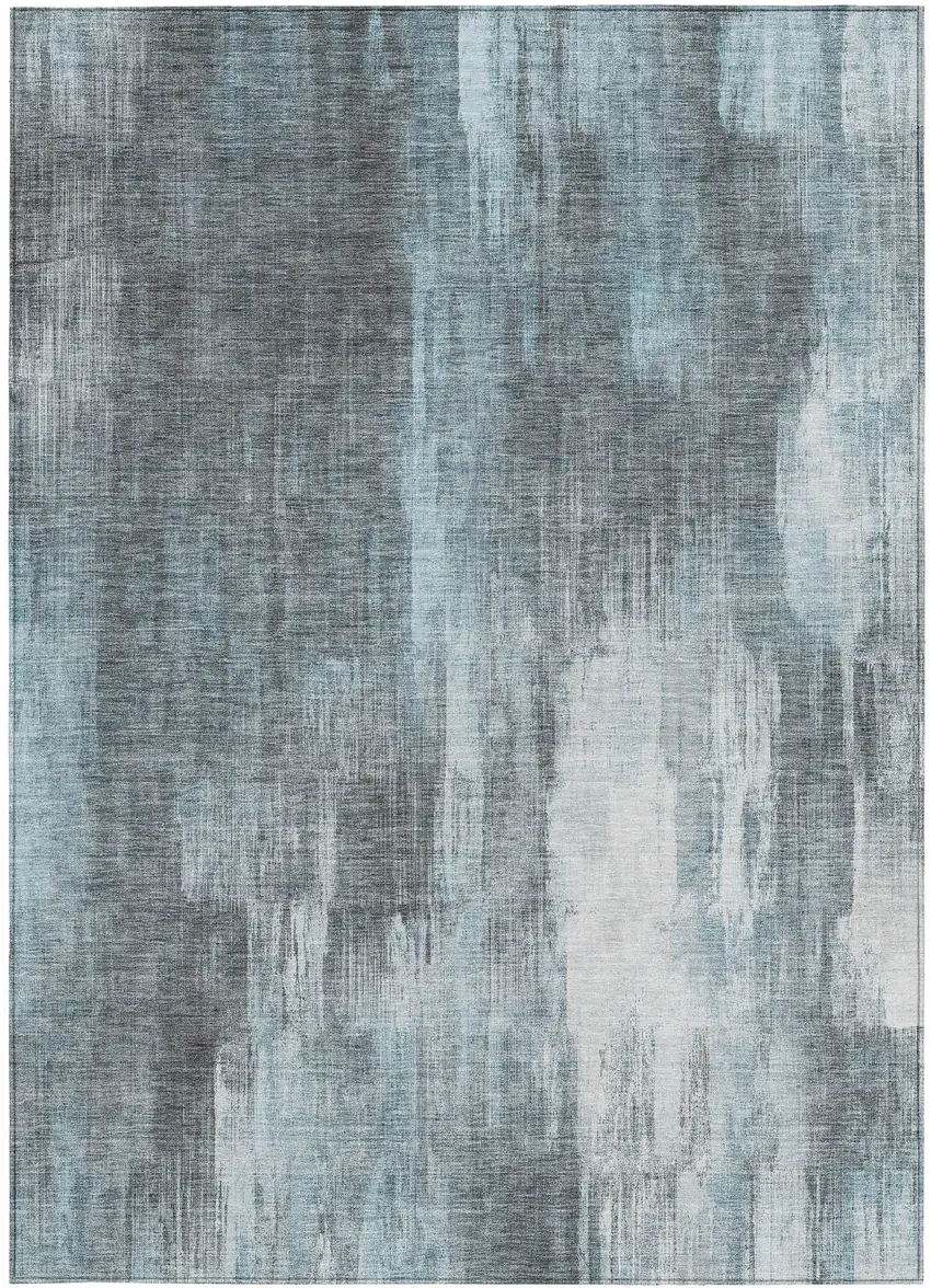 3' X 4' Teal Abstract Washable Non Skid Indoor Outdoor Area Rug Photo 5