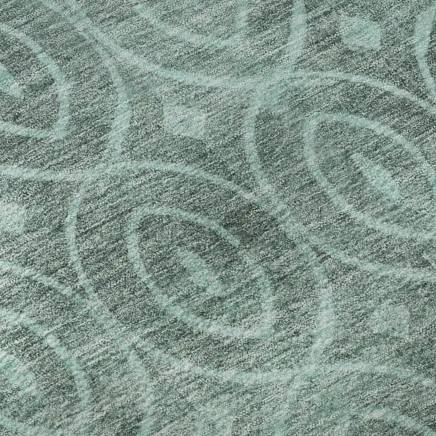 8' X 8' Teal And Aqua Geometric Washable Round Rug With UV Protection Photo 8