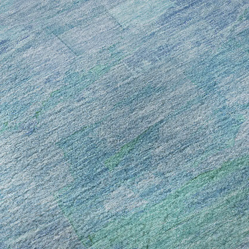 8' X 8' Teal And Aqua Striped Washable Round Rug With UV Protection Photo 8