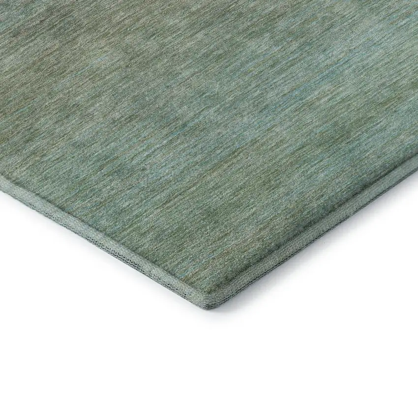 8' X 8' Teal And Taupe Striped Washable Round Rug With UV Protection Photo 6