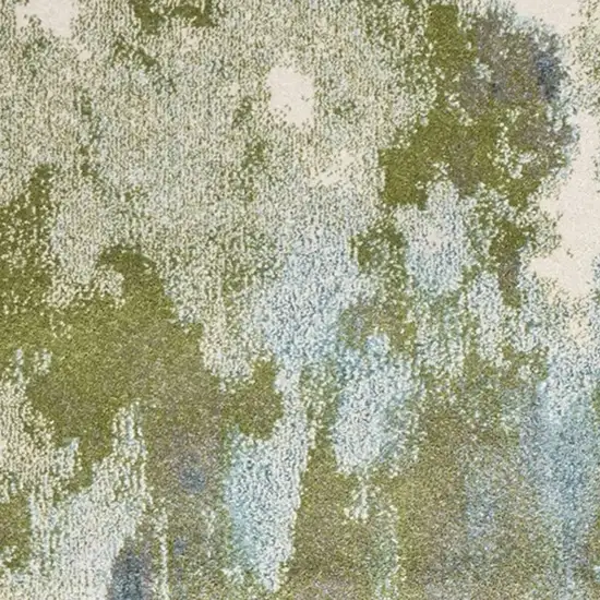 Teal Blue Machine Woven Watercolor Indoor Area Rug Photo 6