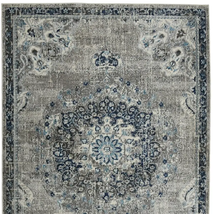 3' X 5' Teal Blue Medallion Power Loom Area Rug Photo 7