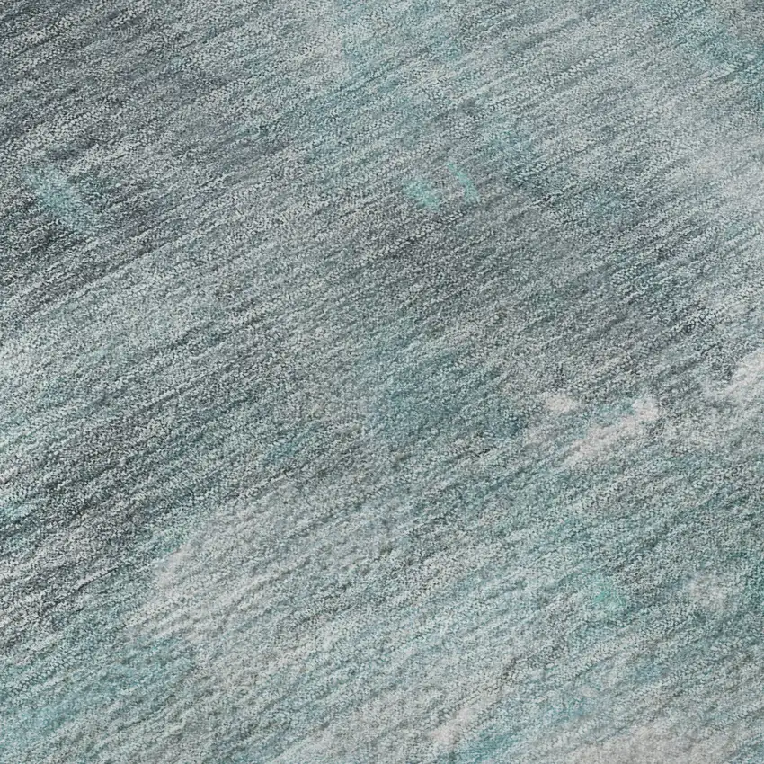 8' X 8' Teal Gray And Silver Abstract Washable Round Rug With UV Protection Photo 8