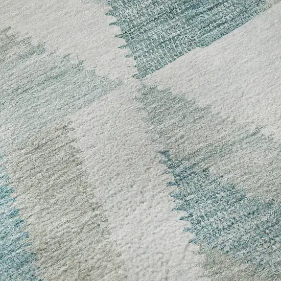 8' X 8' Teal Ivory And Gray Geometric Washable Round Rug With UV Protection Photo 8