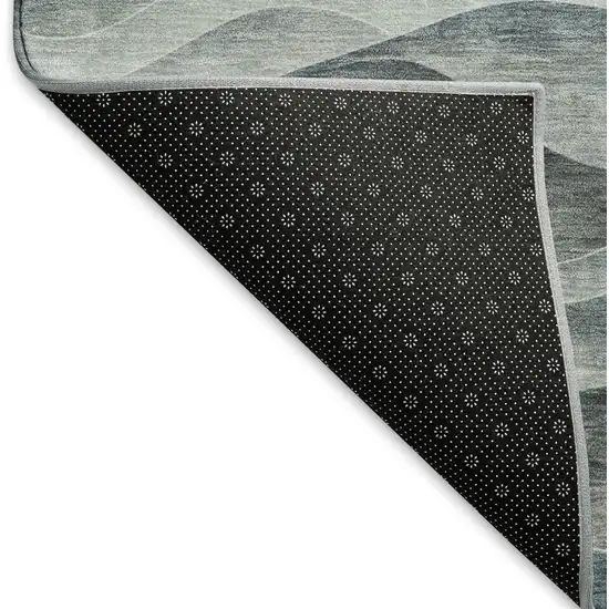 8' X 8' Teal Ivory And Salmon Abstract Washable Round Rug With UV Protection Photo 5