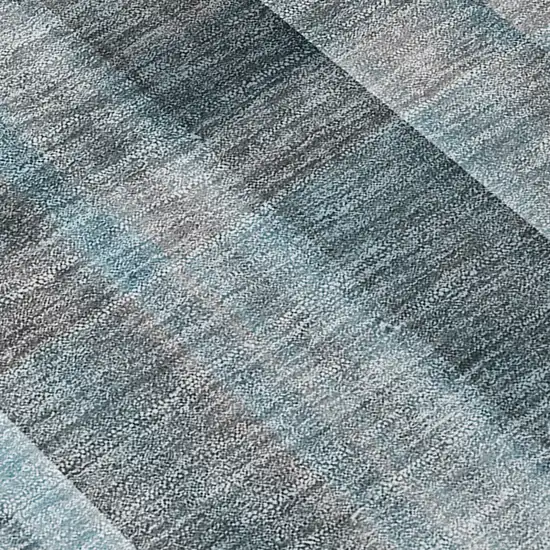 Teal Plaid Washable Non Skid Indoor Outdoor Area Rug Photo 8