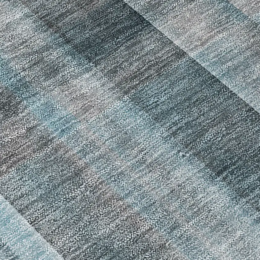 Teal Plaid Washable Non Skid Indoor Outdoor Area Rug Photo 8
