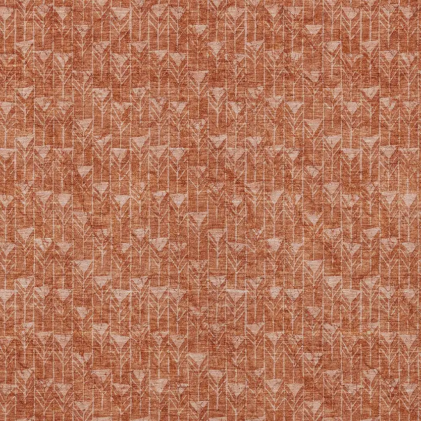 3' X 4' Terra Cotta Geometric Washable Non Skid Indoor Outdoor Area Rug Photo 7