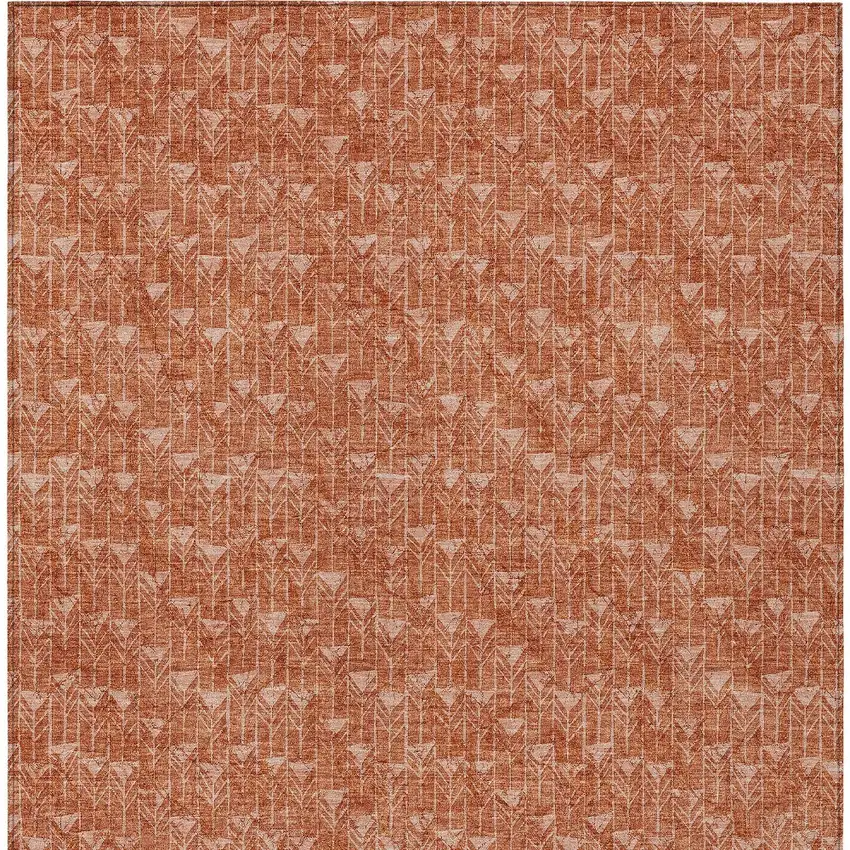Terra Cotta Geometric Washable Non Skid Indoor Outdoor Area Rug Photo 8