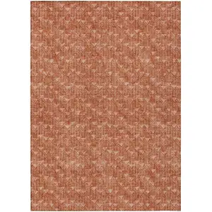 Photo of 3' X 5' Terra Cotta Geometric Washable Non Skid Indoor Outdoor Area Rug