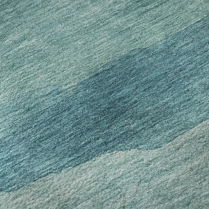 8' X 8' Turquoise And Ivory Striped Washable Round Rug With UV Protection Photo 8