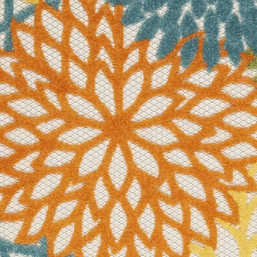 2' X 8' Turquoise Floral Non Skid Indoor Outdoor Runner Rug Photo 3