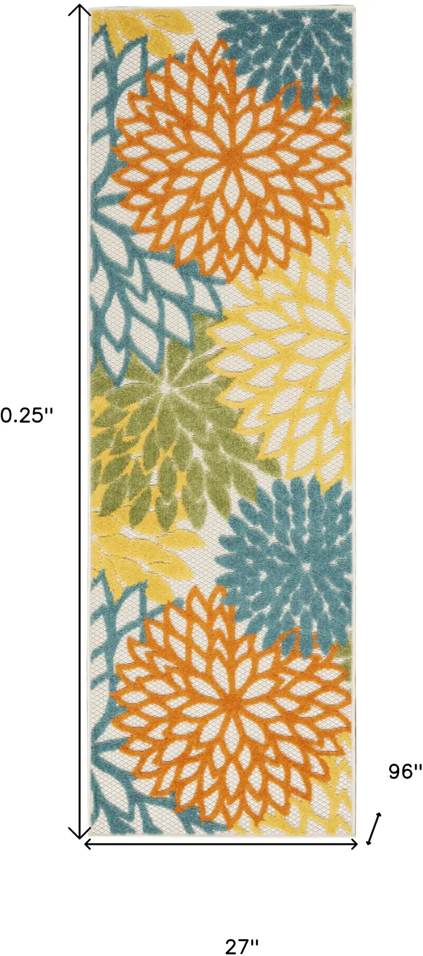 2' X 8' Turquoise Floral Non Skid Indoor Outdoor Runner Rug Photo 5