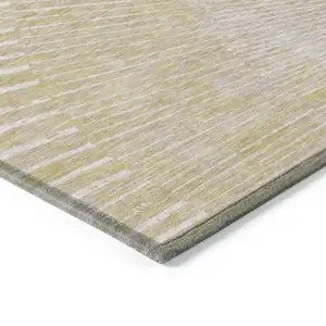 Photo of 3' X 4' Wheat Abstract Washable Non Skid Indoor Outdoor Area Rug