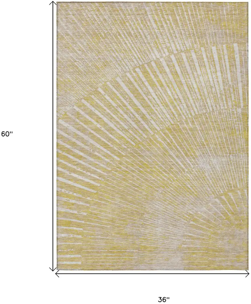 Wheat Abstract Washable Non Skid Indoor Outdoor Area Rug Photo 3