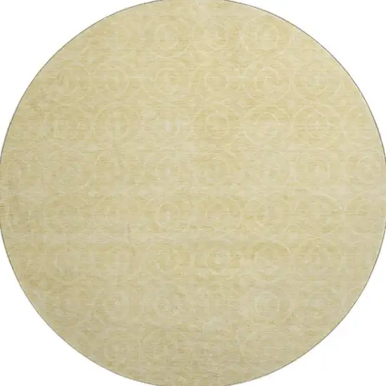 8' X 8' Wheat And Gold Geometric Washable Round Rug With UV Protection Photo 3