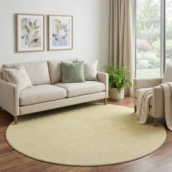 8' X 8' Wheat And Gold Geometric Washable Round Rug With UV Protection Photo 1