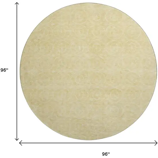 8' X 8' Wheat And Gold Geometric Washable Round Rug With UV Protection Photo 9