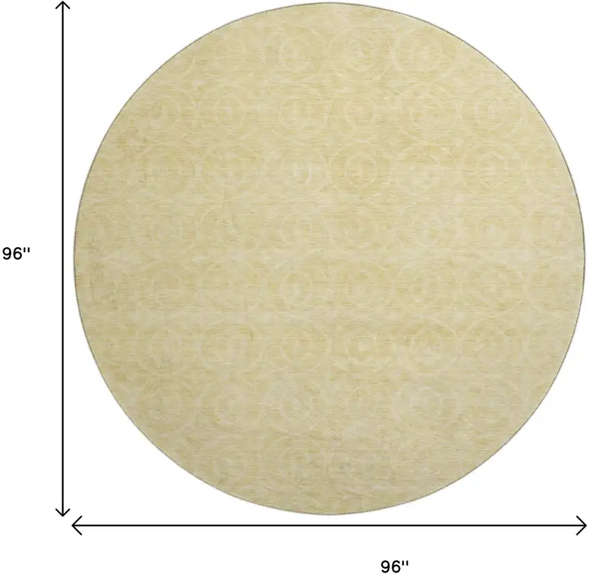 8' X 8' Wheat And Gold Geometric Washable Round Rug With UV Protection Photo 9