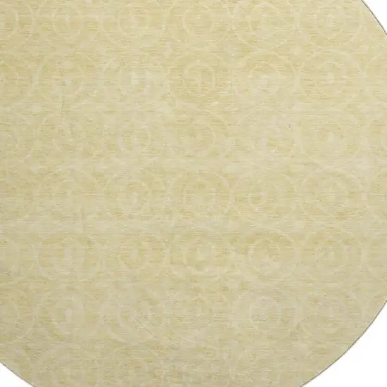 8' X 8' Wheat And Gold Geometric Washable Round Rug With UV Protection Photo 2