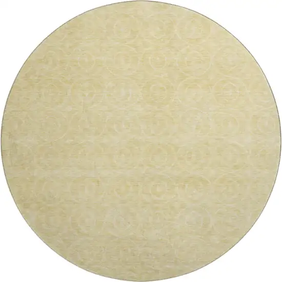 8' X 8' Wheat And Gold Geometric Washable Round Rug With UV Protection Photo 1
