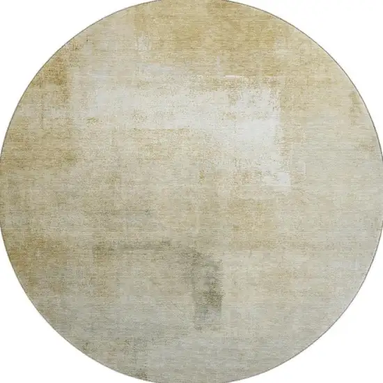 8' X 8' Wheat Ivory And Beige Striped Washable Round Rug With UV Protection Photo 3