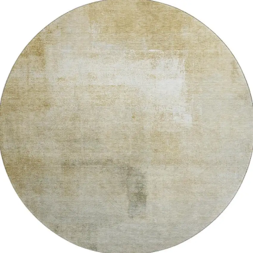 8' X 8' Wheat Ivory And Beige Striped Washable Round Rug With UV Protection Photo 3