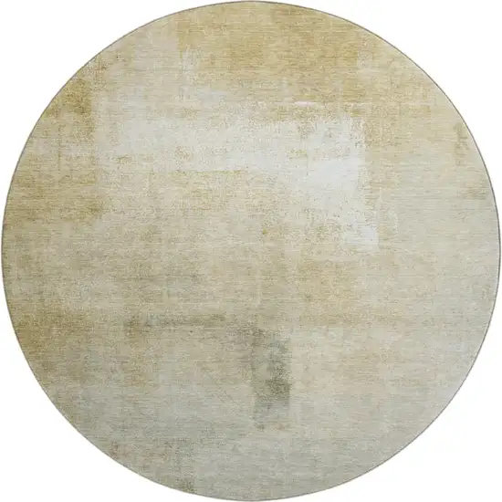 8' X 8' Wheat Ivory And Beige Striped Washable Round Rug With UV Protection Photo 1