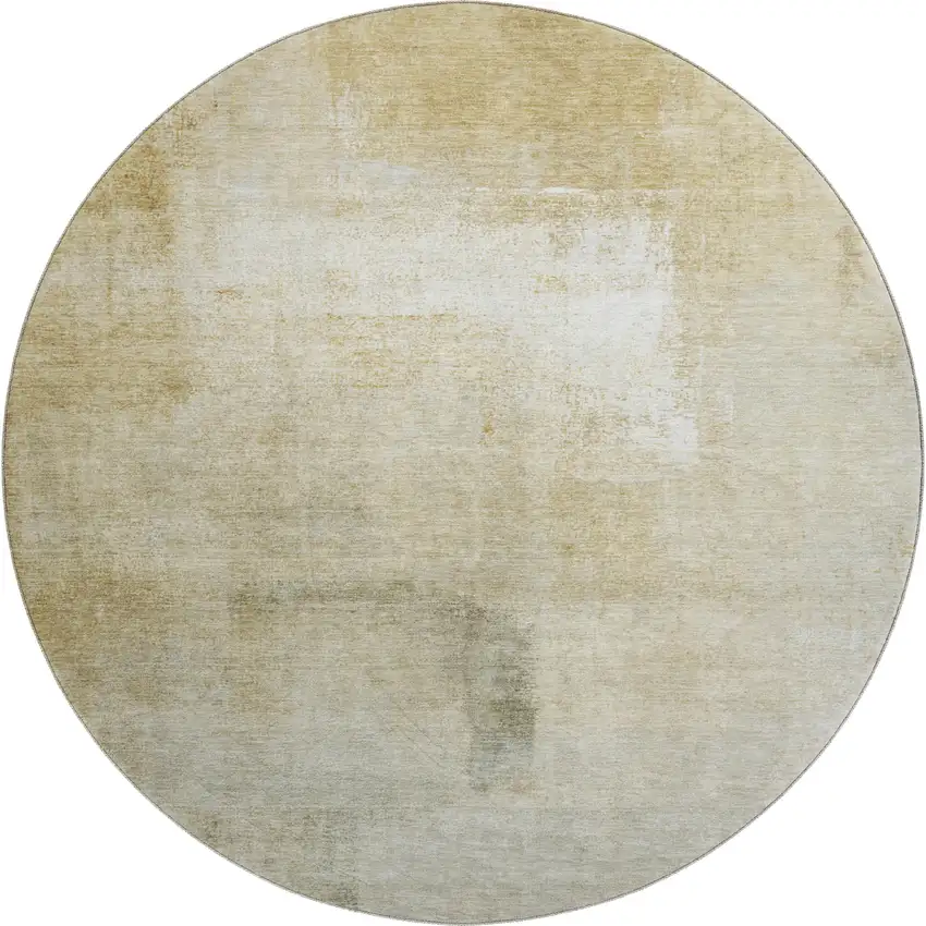 8' X 8' Wheat Ivory And Beige Striped Washable Round Rug With UV Protection Photo 1