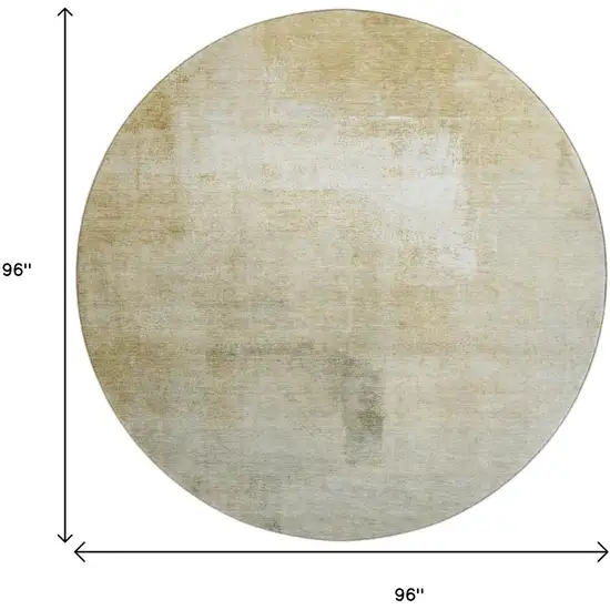 8' X 8' Wheat Ivory And Beige Striped Washable Round Rug With UV Protection Photo 9