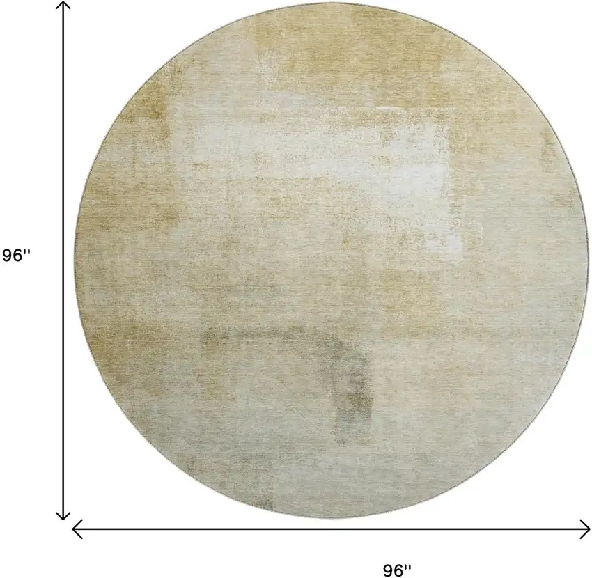 8' X 8' Wheat Ivory And Beige Striped Washable Round Rug With UV Protection Photo 9