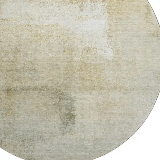 8' X 8' Wheat Ivory And Beige Striped Washable Round Rug With UV Protection Photo 2