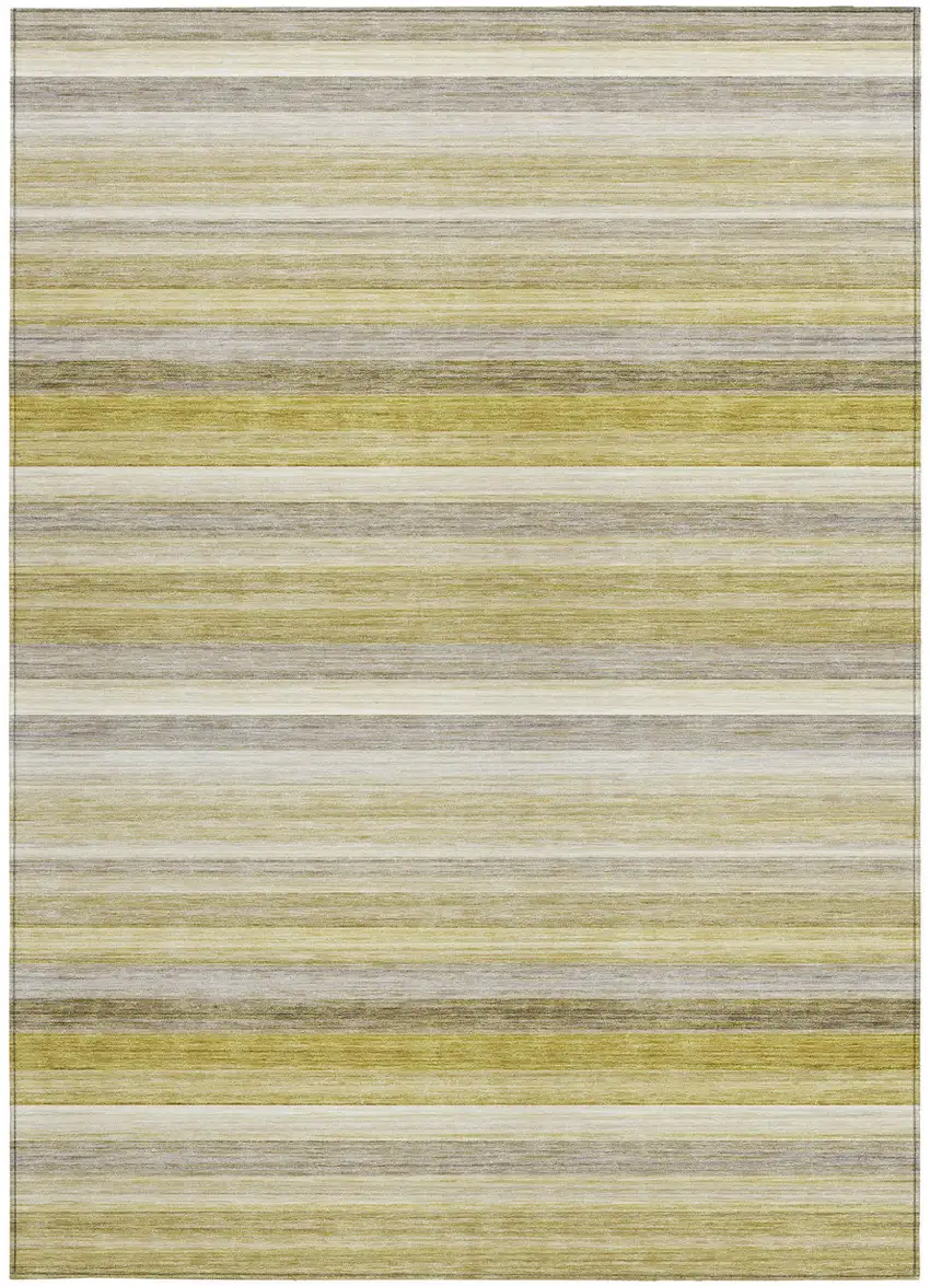 3' X 5' Wheat Striped Washable Non Skid Indoor Outdoor Area Rug Photo 4