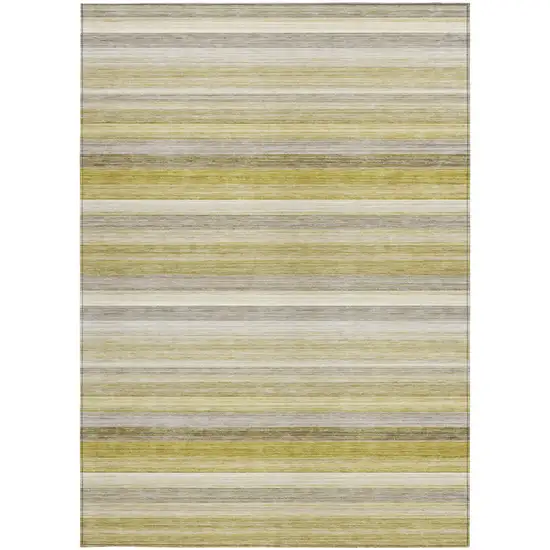 Wheat Striped Washable Non Skid Indoor Outdoor Area Rug Photo 5