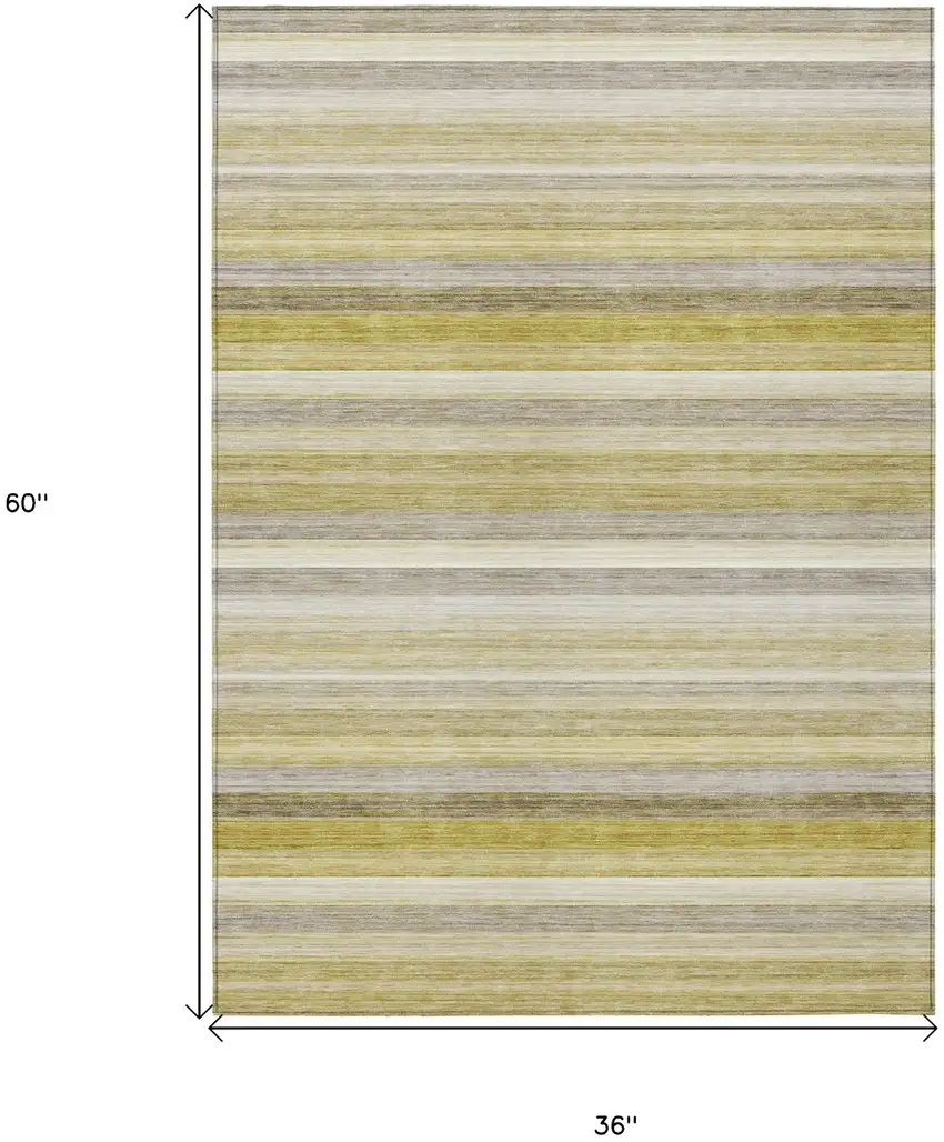 3' X 5' Wheat Striped Washable Non Skid Indoor Outdoor Area Rug Photo 3