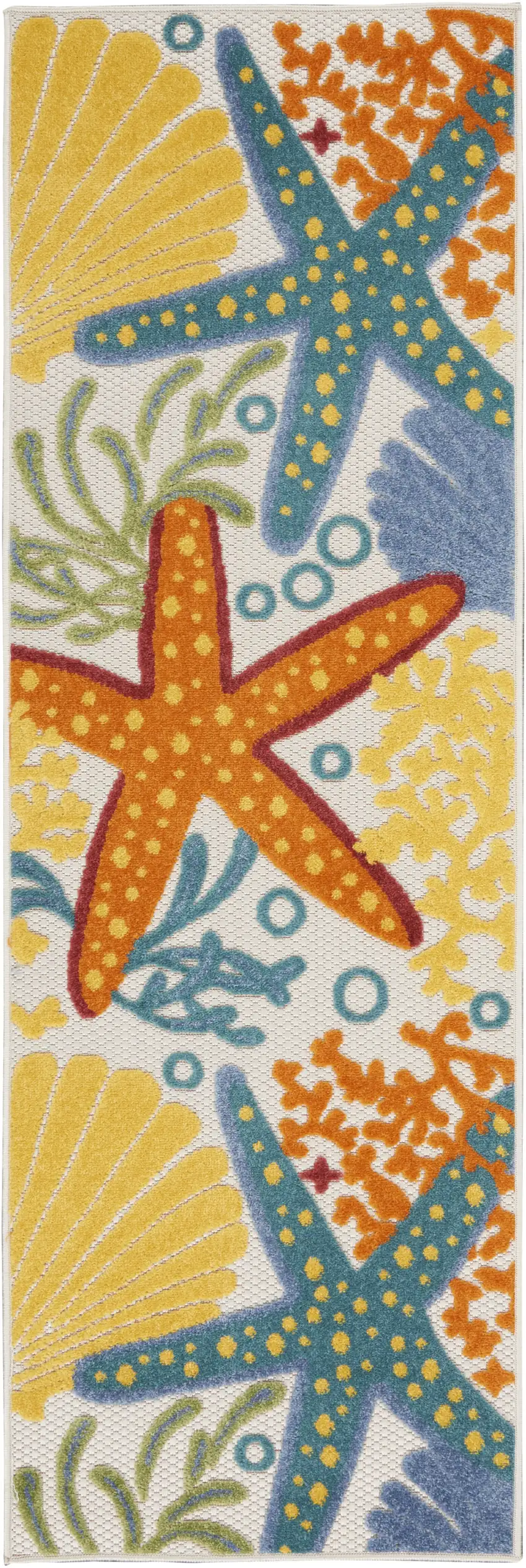 2' X 6' Yellow And Teal Animal Print Non Skid Indoor Outdoor Runner Rug Photo 2