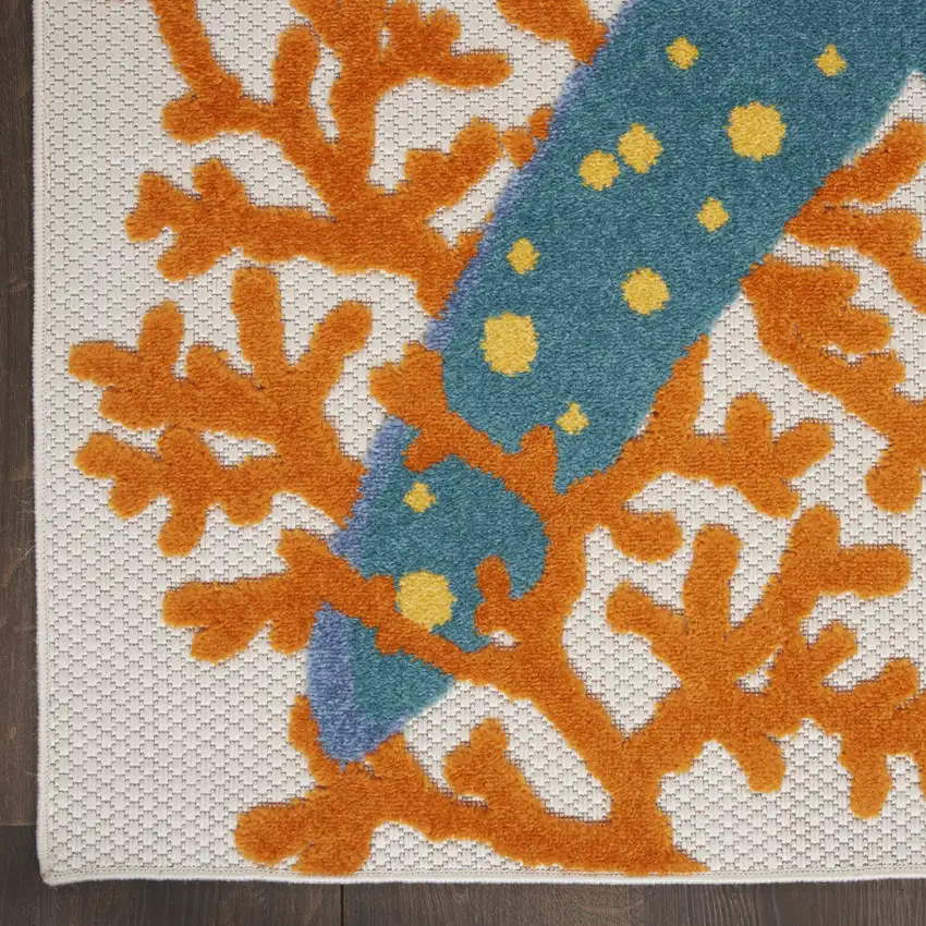 6' Blue And Yellow Indoor Outdoor Runner Rug Photo 6