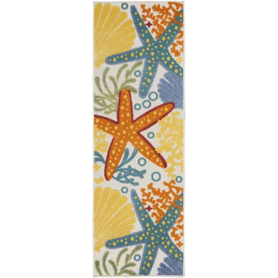 6' Blue And Yellow Indoor Outdoor Runner Rug Photo 1