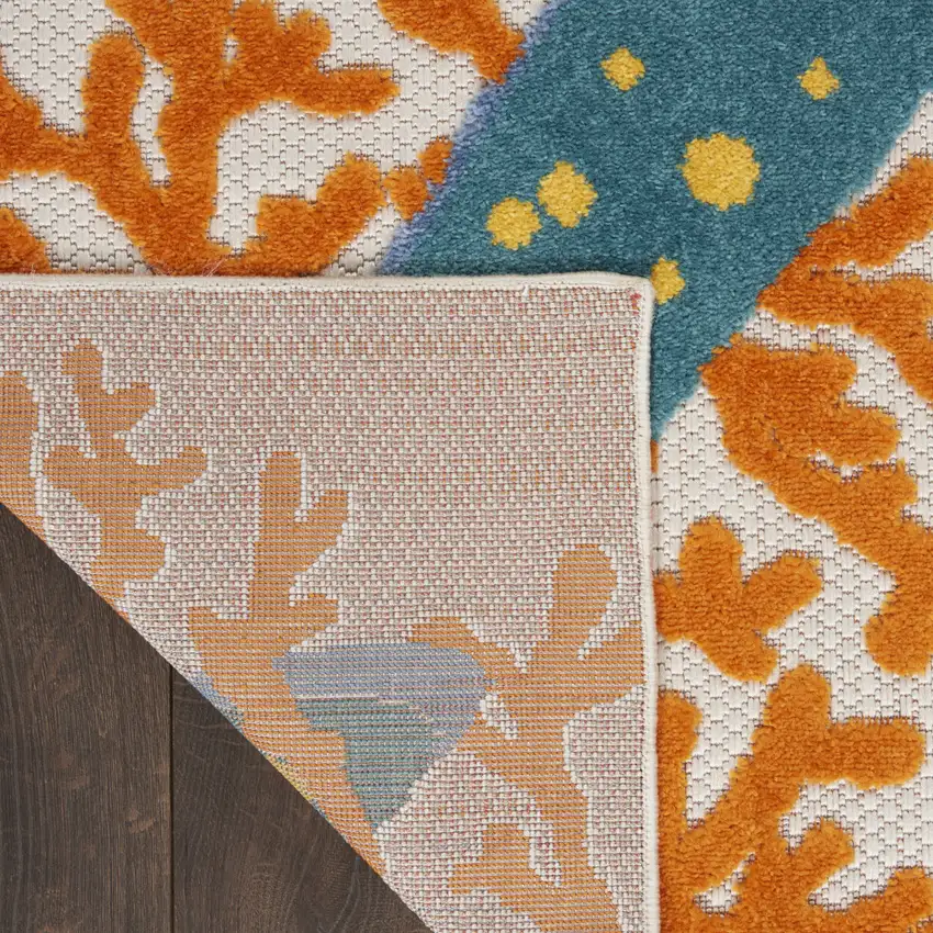 2' X 6' Yellow And Teal Animal Print Non Skid Indoor Outdoor Runner Rug Photo 8