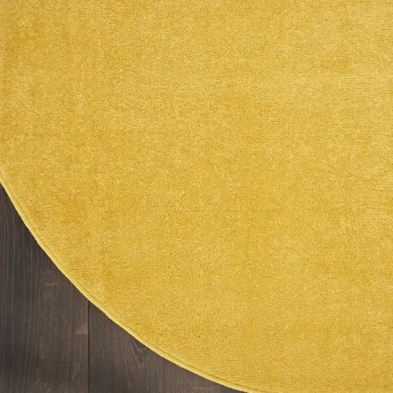 4' Yellow Round Indoor Outdoor Area Rug Photo 6