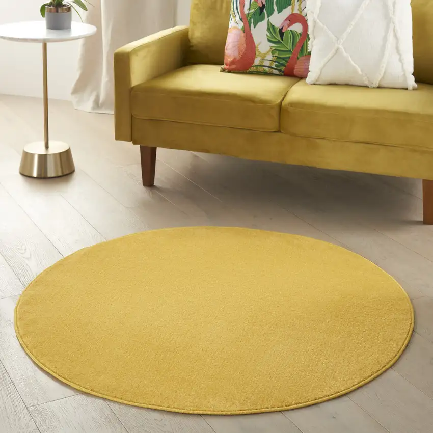 4' X 4' Yellow Round Non Skid Indoor Outdoor Area Rug Photo 6