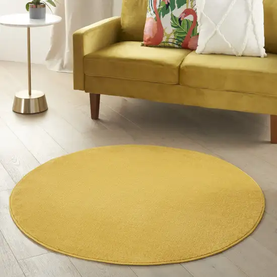 4' Yellow Round Indoor Outdoor Area Rug Photo 7