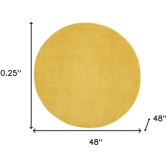 4' X 4' Yellow Round Non Skid Indoor Outdoor Area Rug Photo 5
