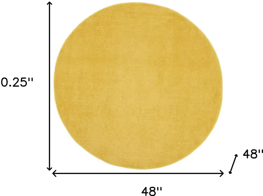 4' X 4' Yellow Round Non Skid Indoor Outdoor Area Rug Photo 5