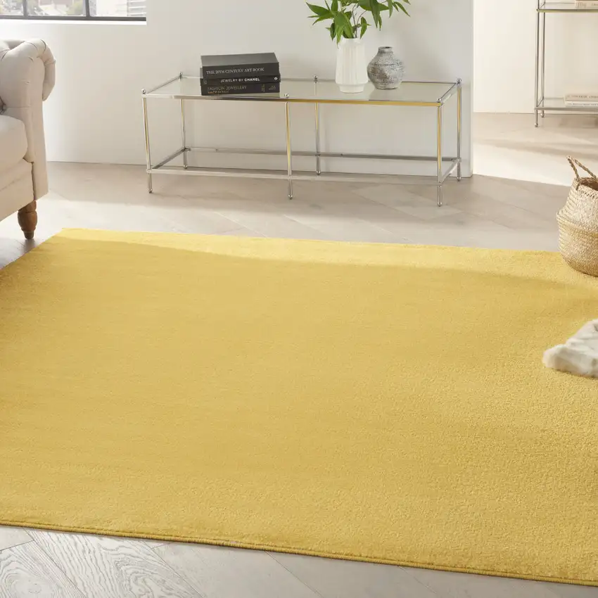 7' X 7' Yellow Square Non Skid Indoor Outdoor Area Rug Photo 8